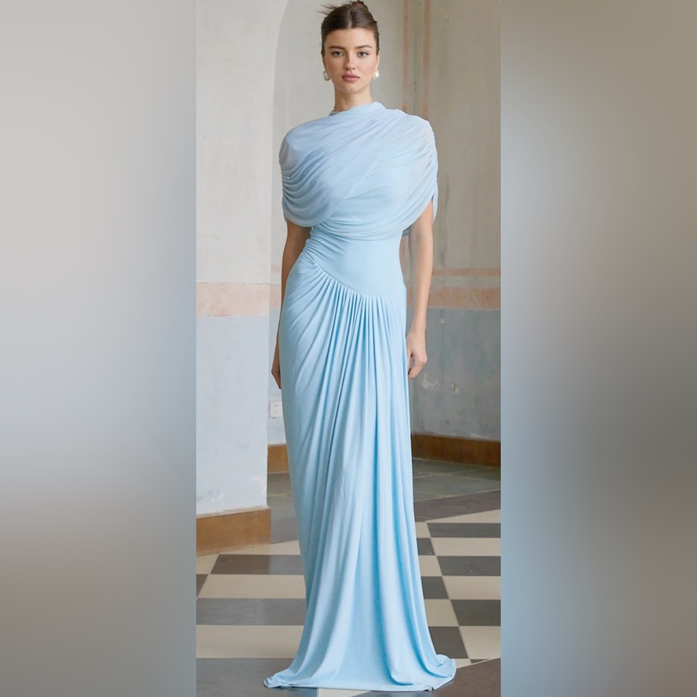 Miss Rosier Catherine Asymmetrical Dress in Baby Blue size small